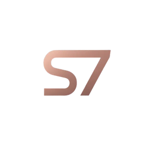 Logo with 's7' in rose gold on a white background