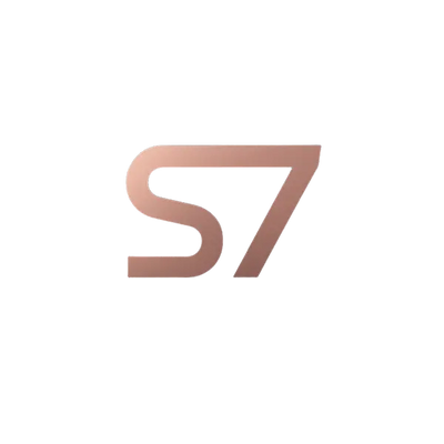 Logo with 's7' in rose gold on a white background