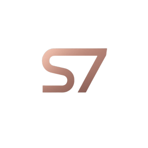 Logo with 's7' in rose gold on a white background