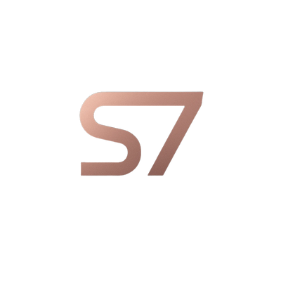 Logo with 's7' in rose gold on a white background