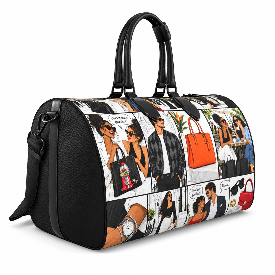 S7 Stylish Side of Town | Comic Print Leather Handbag