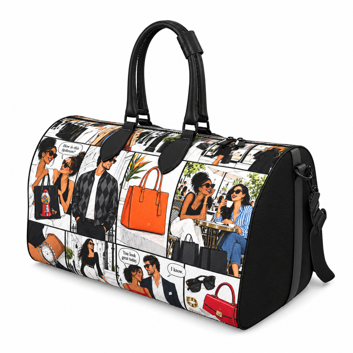 S7 Stylish Side of Town | Comic Print Leather Handbag