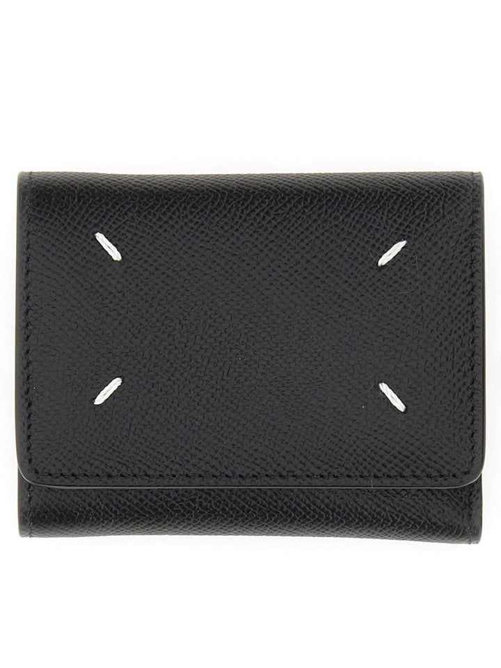 MAISON MARGIELA Mini Leather Wallet with Quattro Stitching - 8.5 CM x 10.5 CM x 2.5 CM