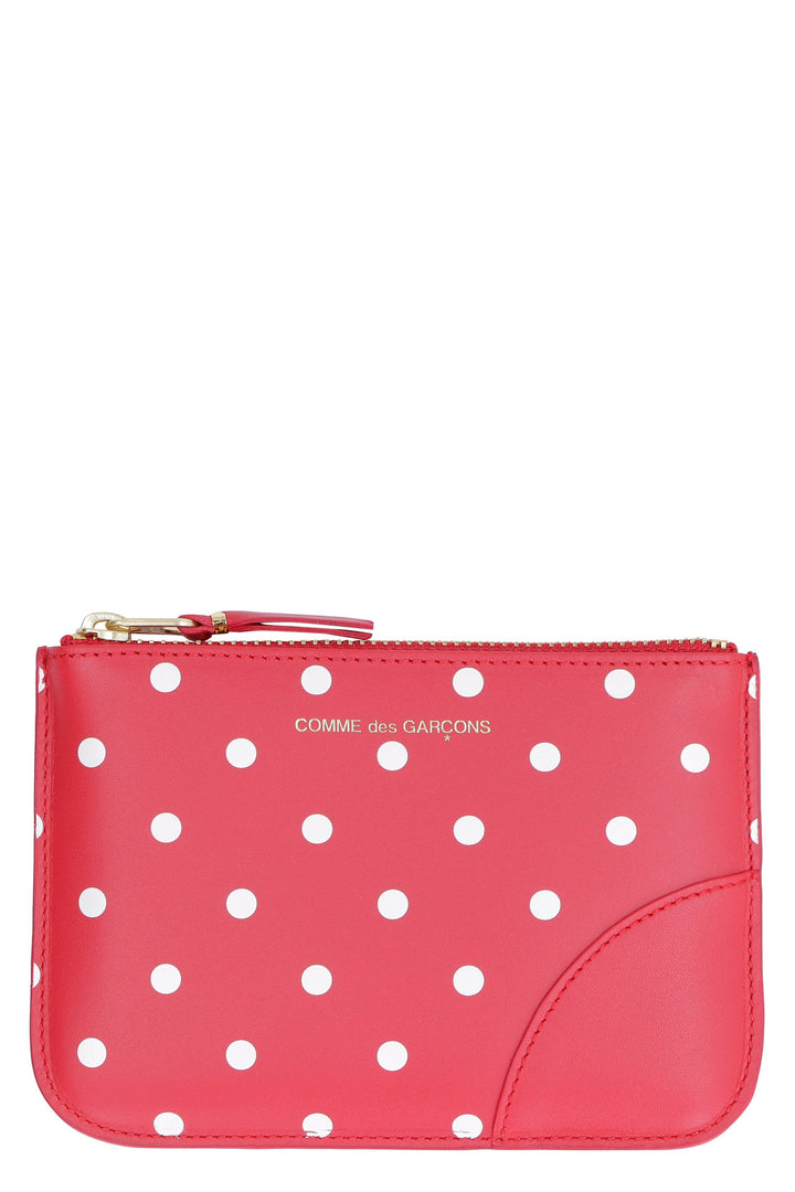 COMME DES GARÇONS WALLET Logo Detail Mini Flat Leather Pouch Handbag