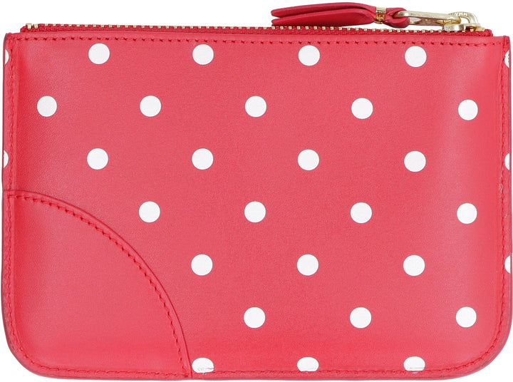 COMME DES GARÇONS WALLET Logo Detail Mini Flat Leather Pouch Handbag