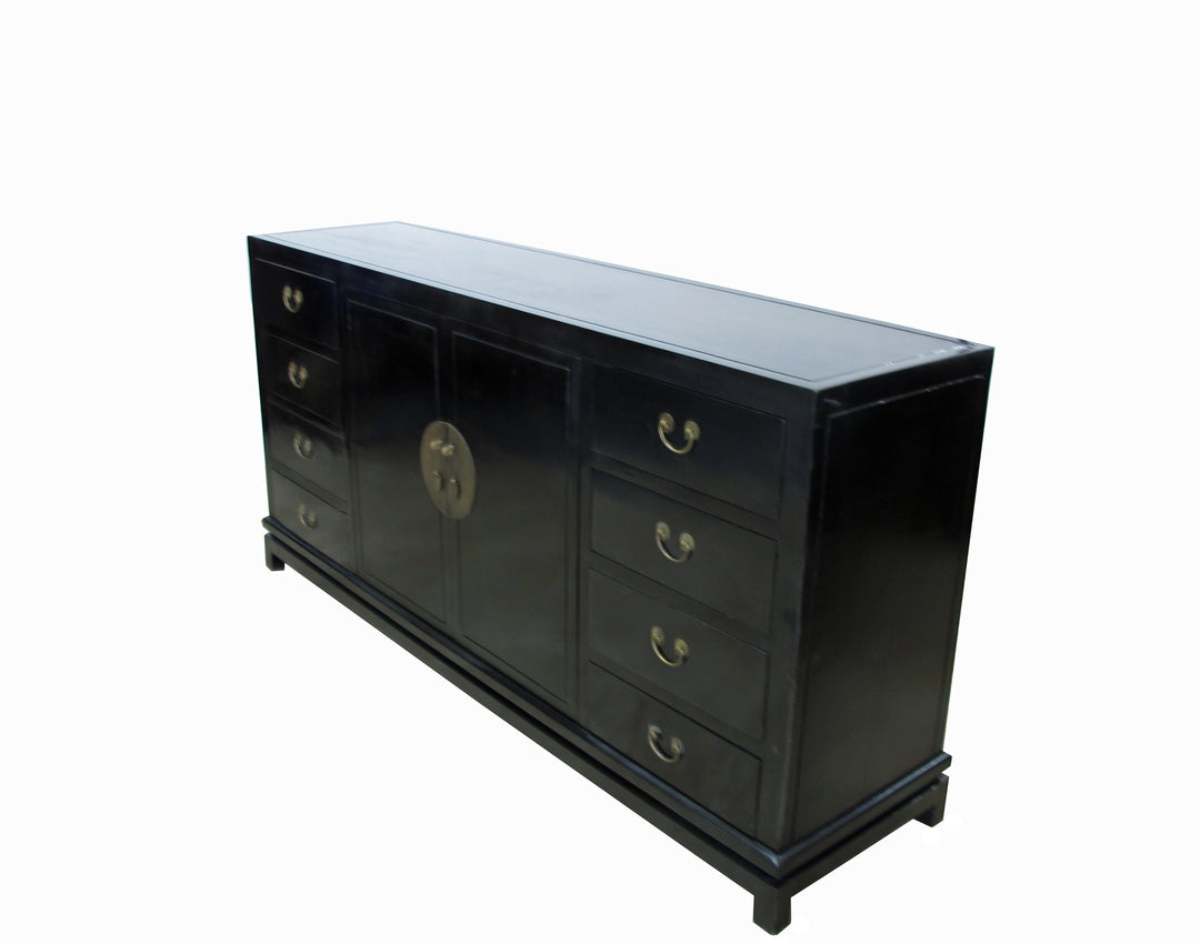 Black Lacquer Sideboard w 8 Drawers