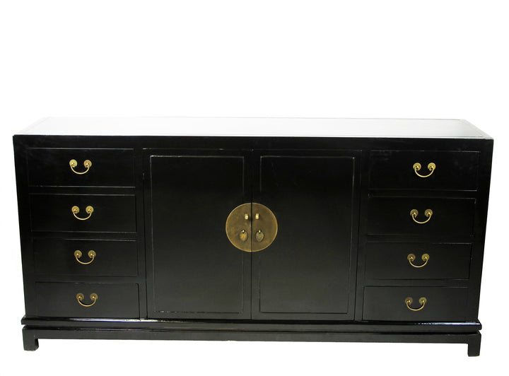 Black Lacquer Sideboard w 8 Drawers