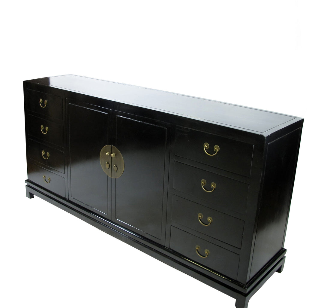 Black Lacquer Sideboard w 8 Drawers