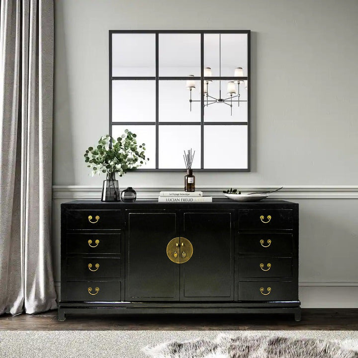 Black Lacquer Sideboard w 8 Drawers