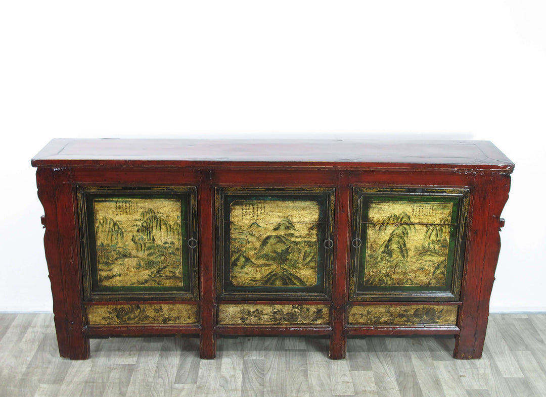 Mongolia Sideboard with Hand Painted Mountains Doors