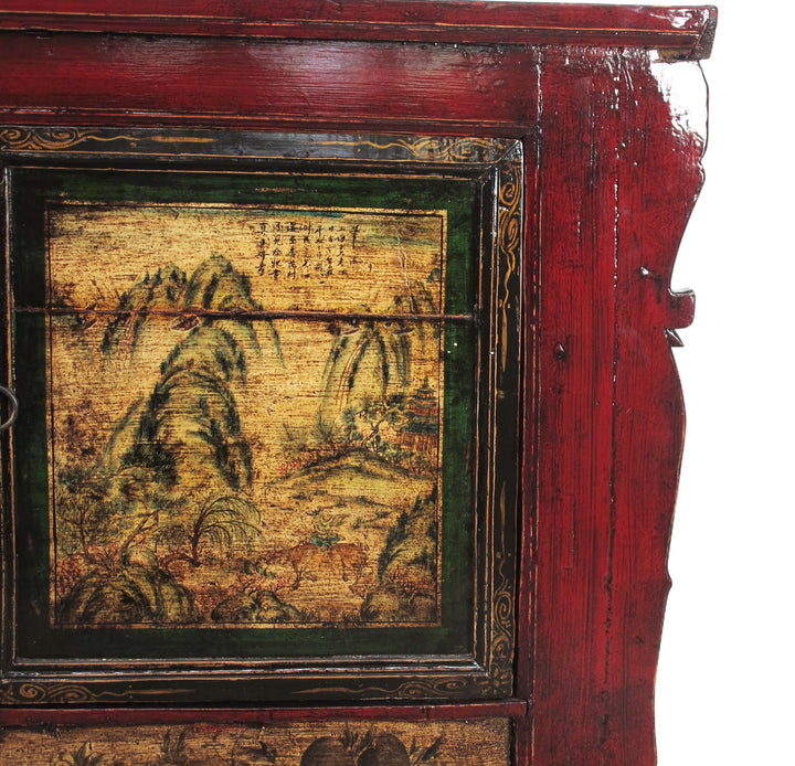 Mongolia Sideboard with Hand Painted Mountains Doors
