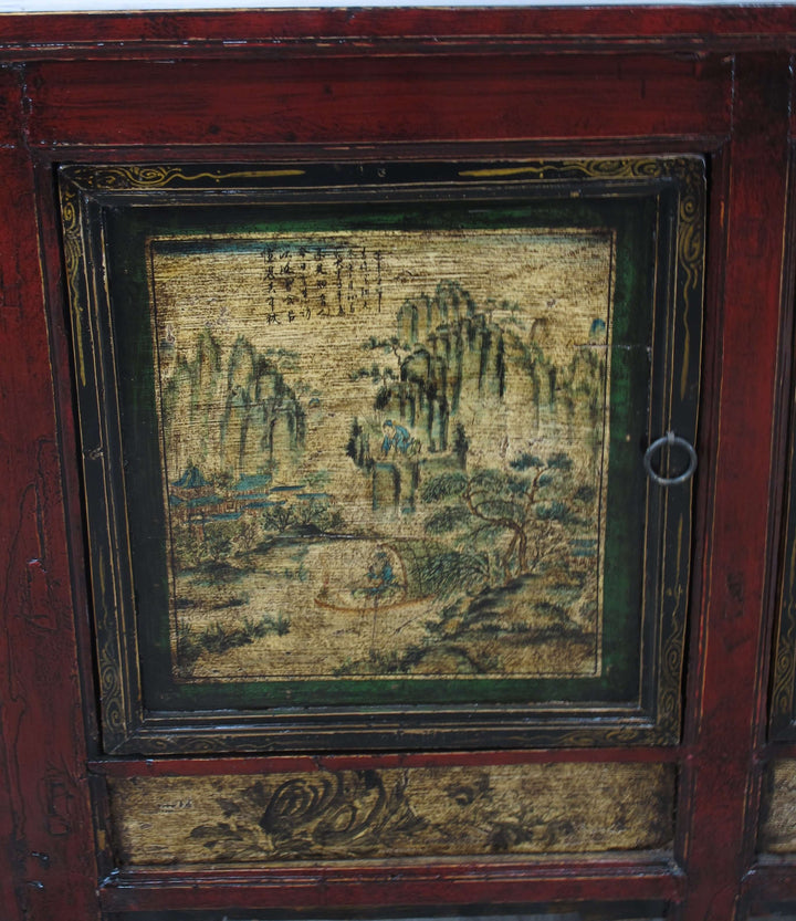 Mongolia Sideboard with Hand Painted Mountains Doors