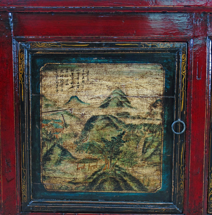 Mongolia Sideboard with Hand Painted Mountains Doors