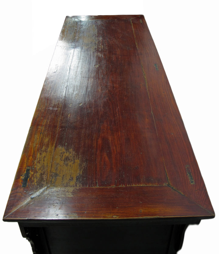 Deep Reddish Brown Antique Chinese Sideboard Buffet Cabinet