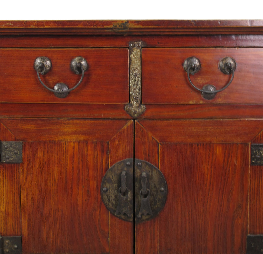 Deep Reddish Brown Antique Chinese Sideboard Buffet Cabinet