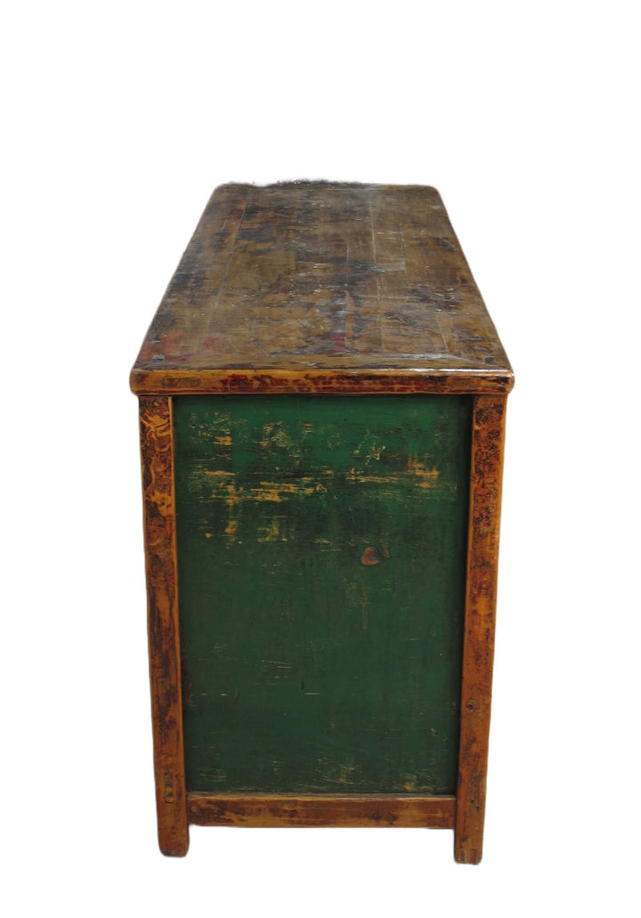 Four Drawer Antique Red Chinese Sideboard Cabinet