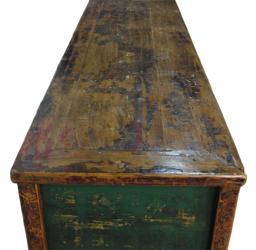 Four Drawer Antique Red Chinese Sideboard Cabinet