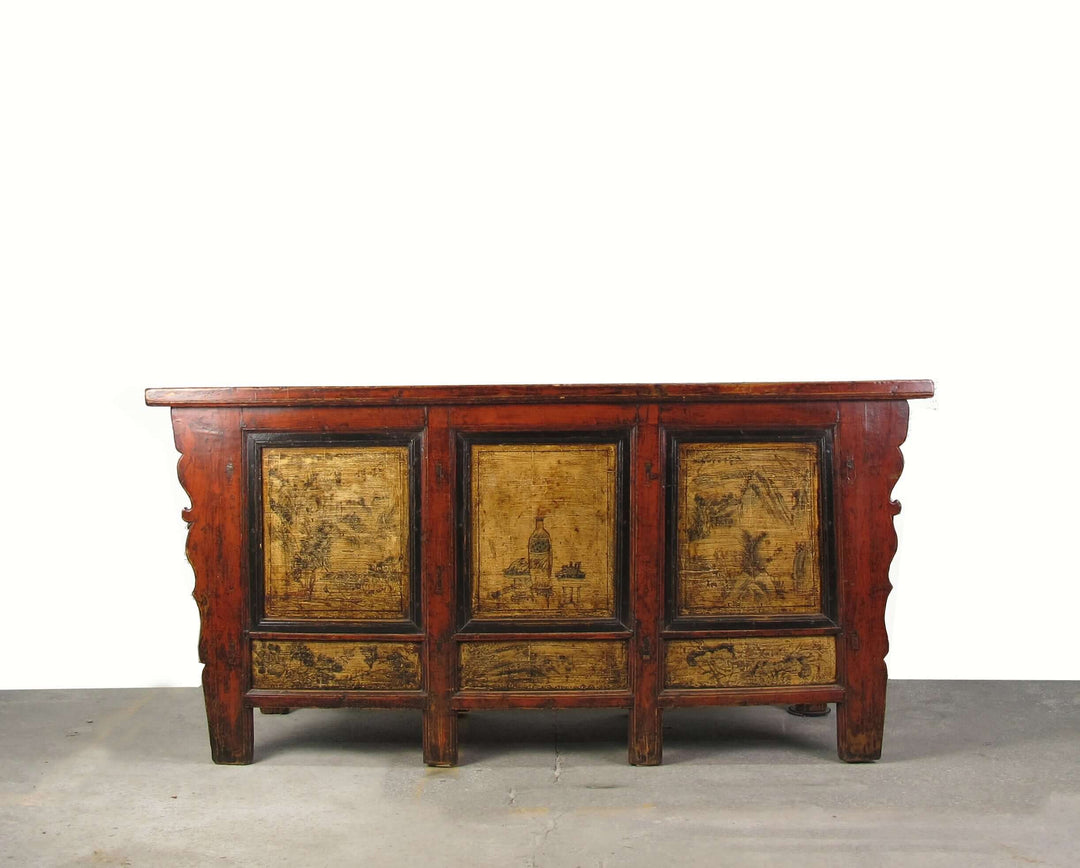 Hand Painted Antique Gansu Bedding Cabinet