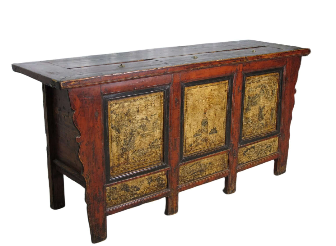 Hand Painted Antique Gansu Bedding Cabinet