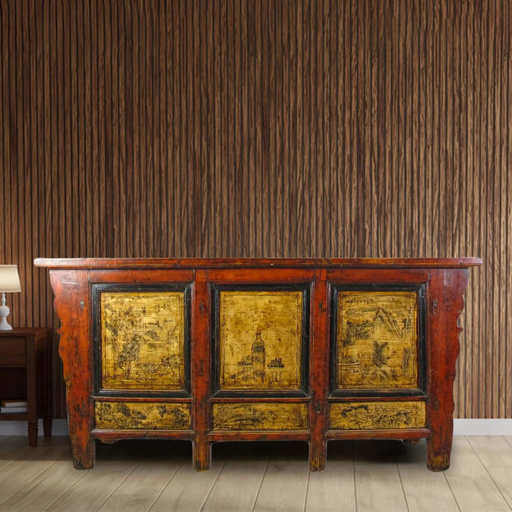 Hand Painted Antique Gansu Bedding Cabinet