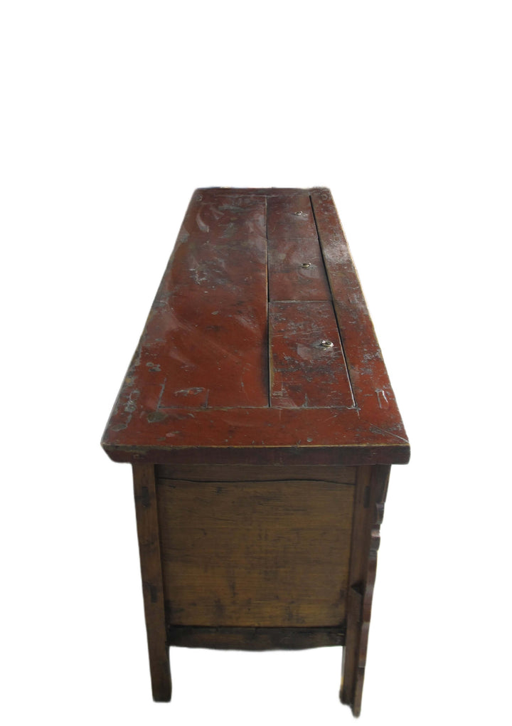 Vintage wooden desk with a white background