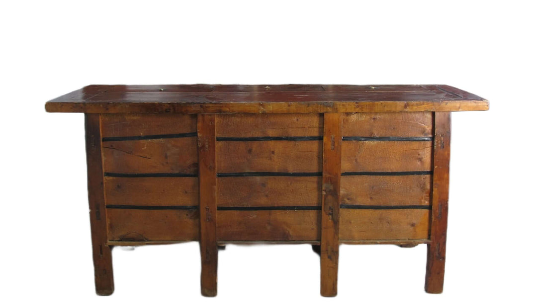 Hand Painted 78" Long Red Gansu Sideboard Cabinet