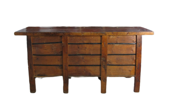 Hand Painted 78" Long Red Gansu Sideboard Cabinet