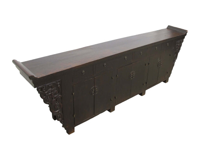 117" Inch Long Antique Chinese Dragon Sideboard