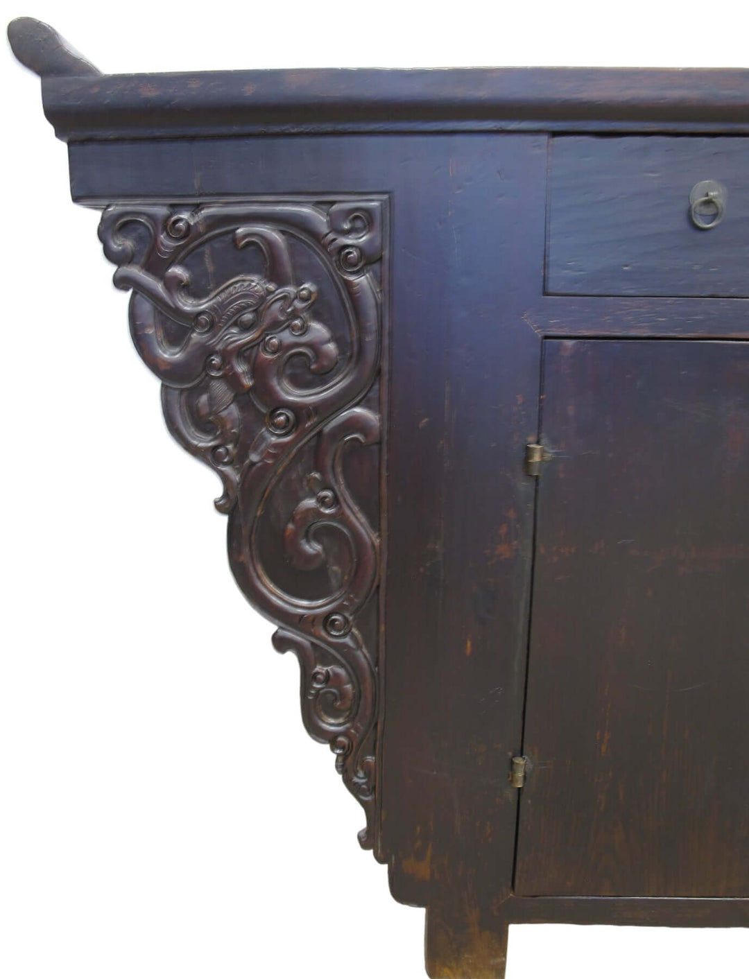 117" Inch Long Antique Chinese Dragon Sideboard