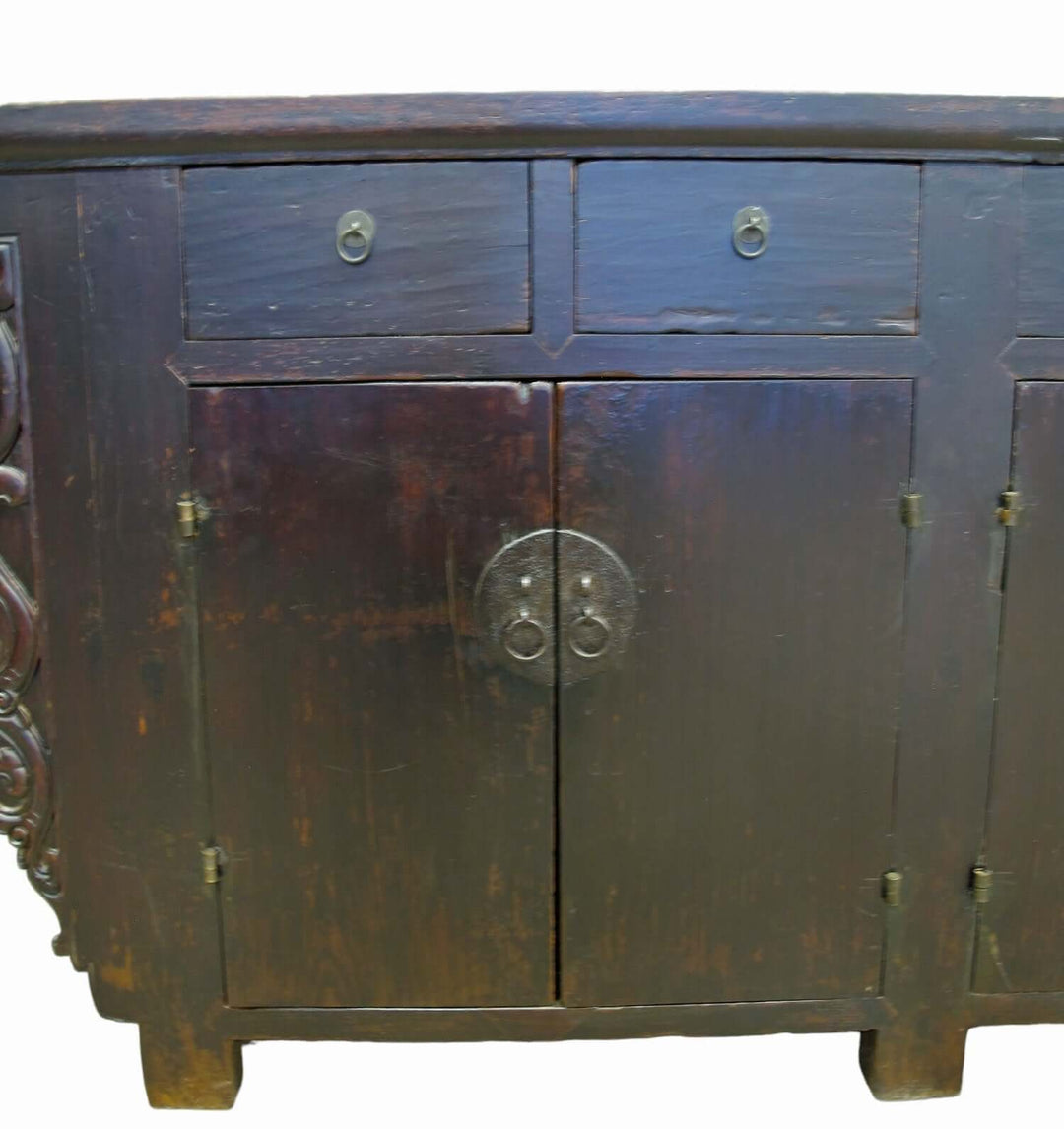 117" Inch Long Antique Chinese Dragon Sideboard