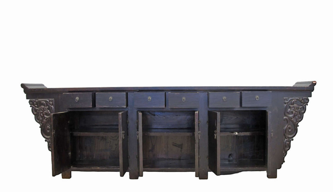 117" Inch Long Antique Chinese Dragon Sideboard