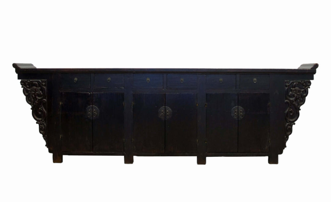 117" Inch Long Antique Chinese Dragon Sideboard