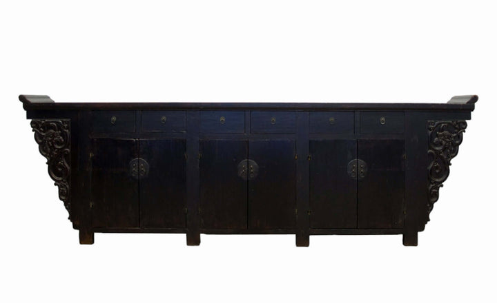 117" Inch Long Antique Chinese Dragon Sideboard