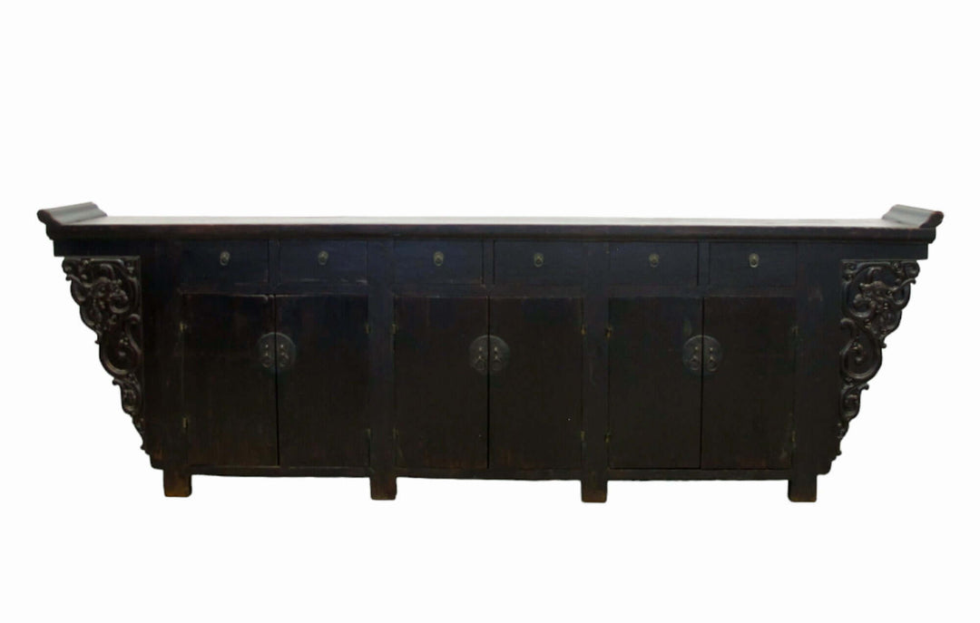 117" Inch Long Antique Chinese Dragon Sideboard