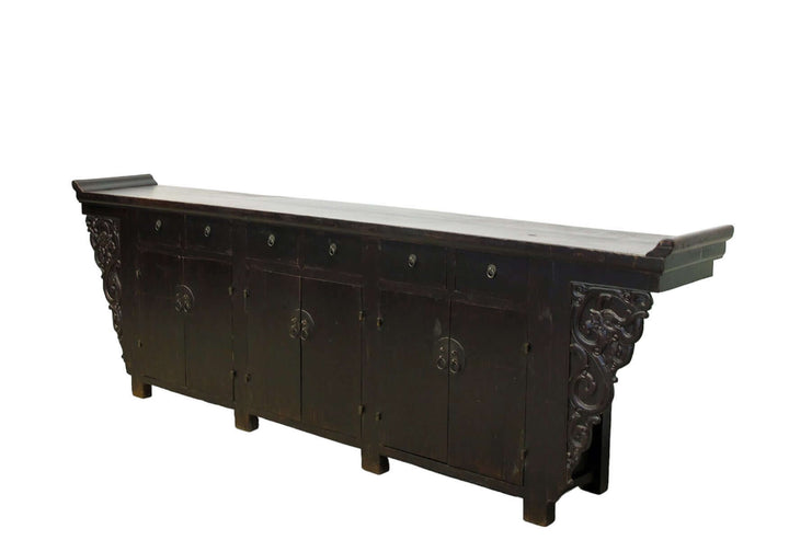 117" Inch Long Antique Chinese Dragon Sideboard