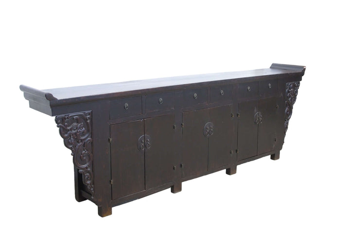 117" Inch Long Antique Chinese Dragon Sideboard