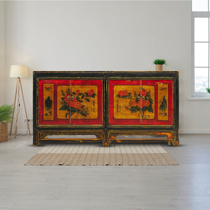 Z-Hand Painted Asian Sideboard