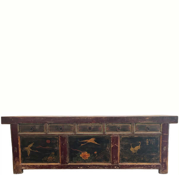 Z-Hand Painted 98" Inch Long Asian Buffet Sideboard