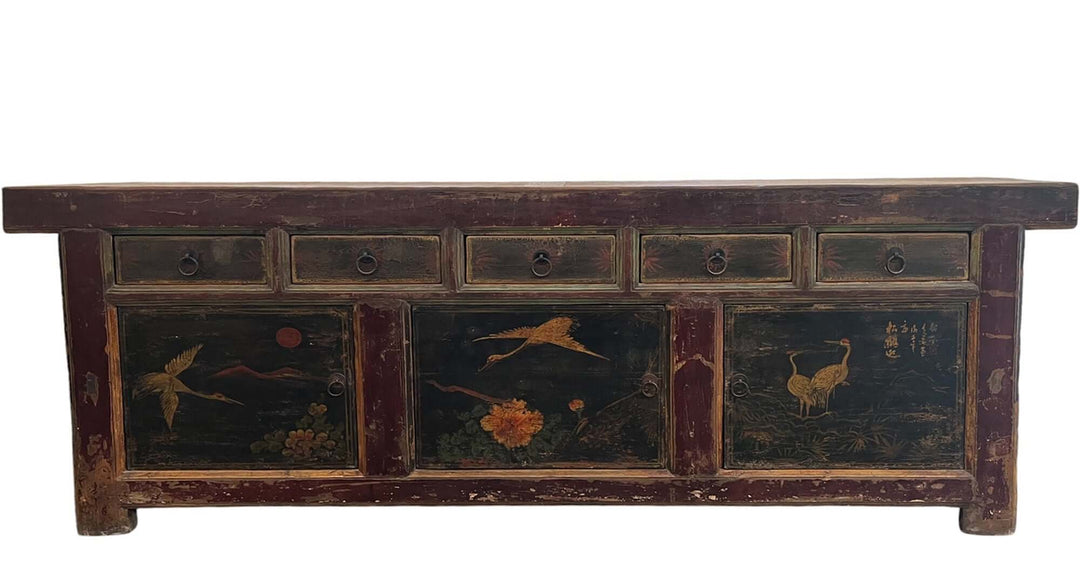 Z-Hand Painted 98" Inch Long Asian Buffet Sideboard