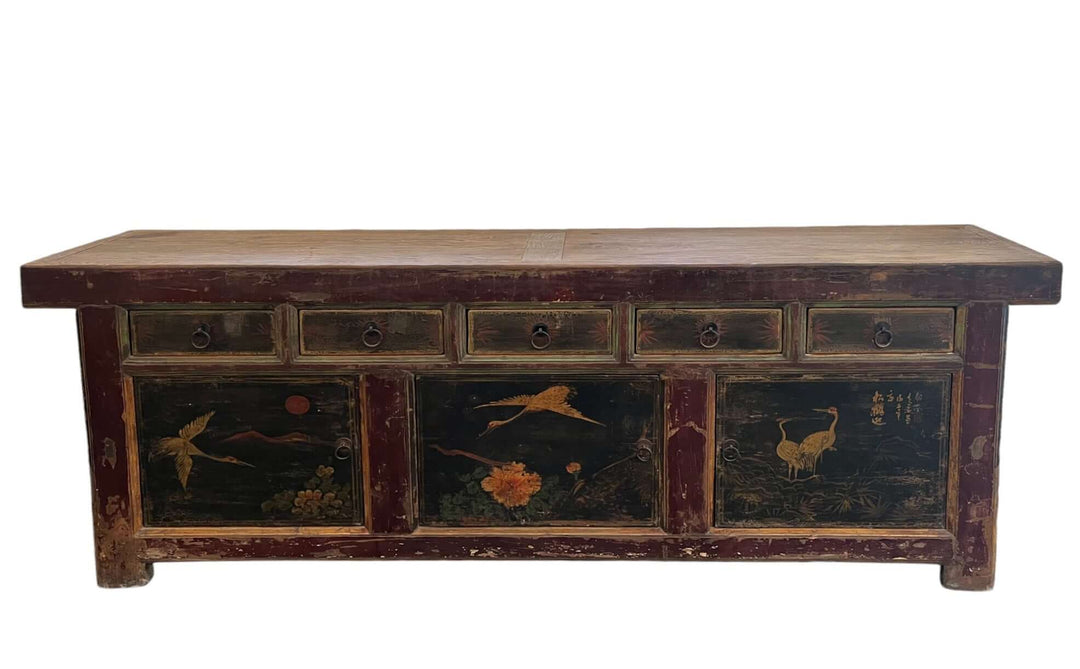 Z-Hand Painted 98" Inch Long Asian Buffet Sideboard