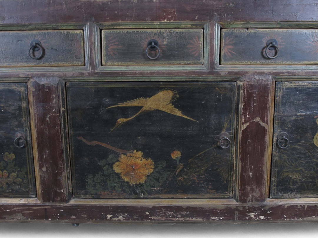 Z-Hand Painted 98" Inch Long Asian Buffet Sideboard