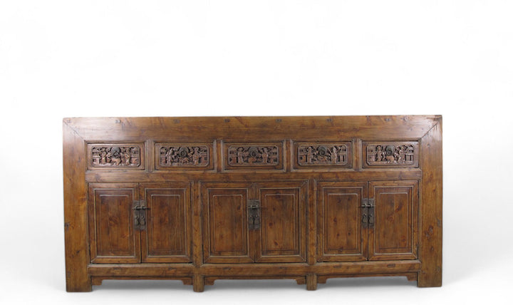 Hand Carved 5 Drawers Antique Chinese Buffet Sideboard