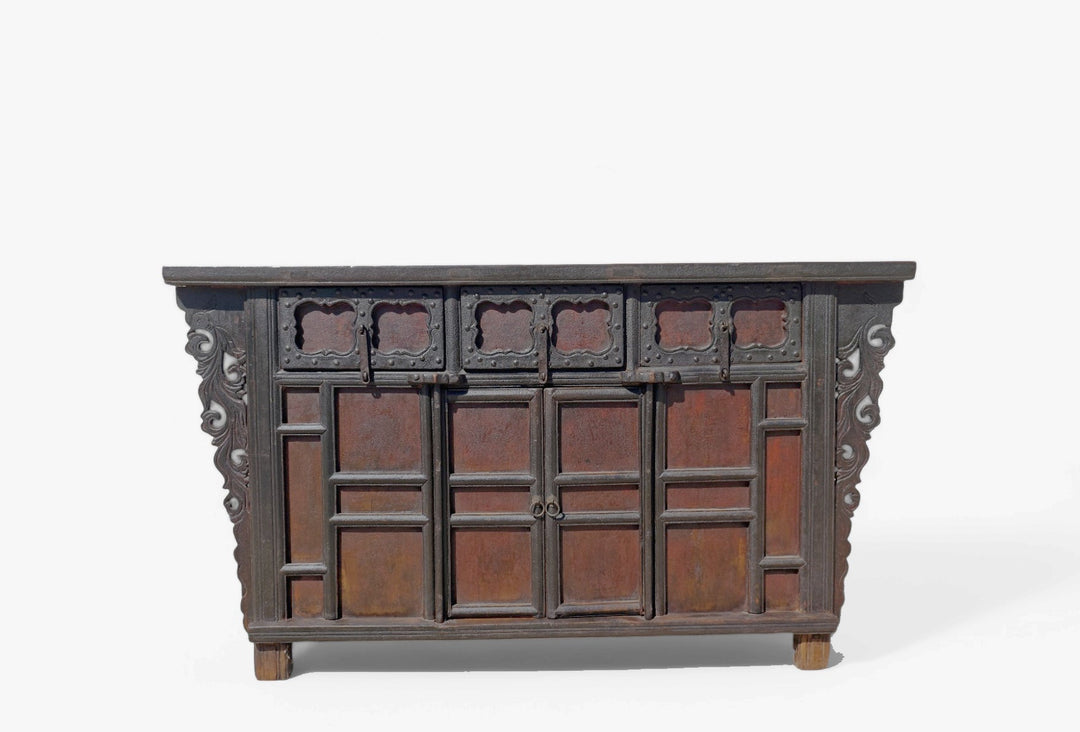 Late 18th Century Antique Red Asian Sideboard