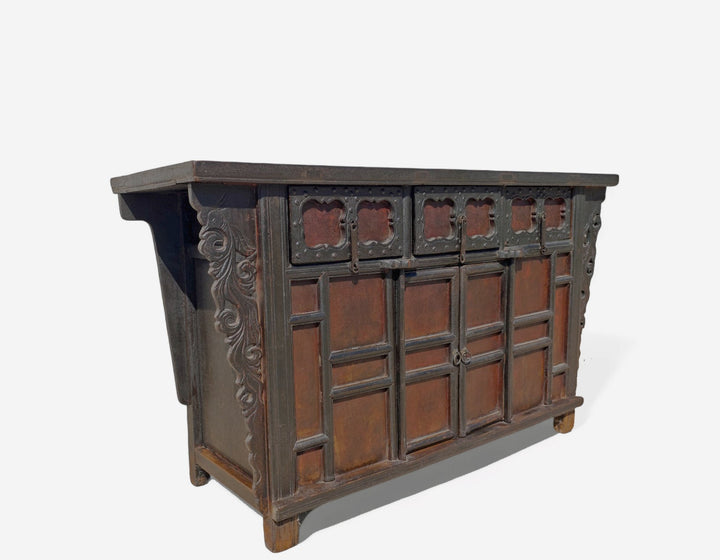 Late 18th Century Antique Red Asian Sideboard