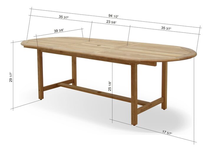 Julien FSC Certified Teak Wood Outdoor Patio Extendable Dining Set