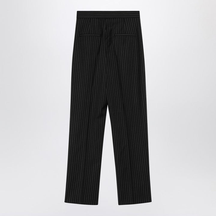 Max Mara Black Pinstriped Wool Trousers Women