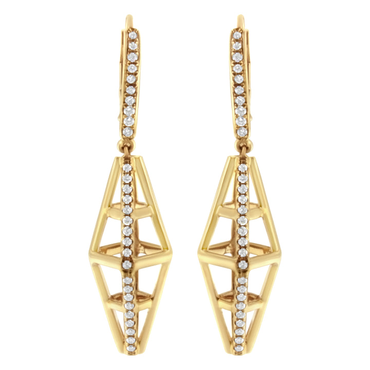 14K Yellow Gold 5/8 Cttw Diamond Geometrical Pillar Drop and Dangle Earrings (G-H Color, SI1-SI2 Clarity)