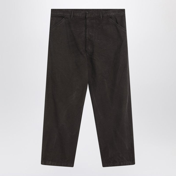 Prada Vintage-Effect Brown Cotton Trousers Men