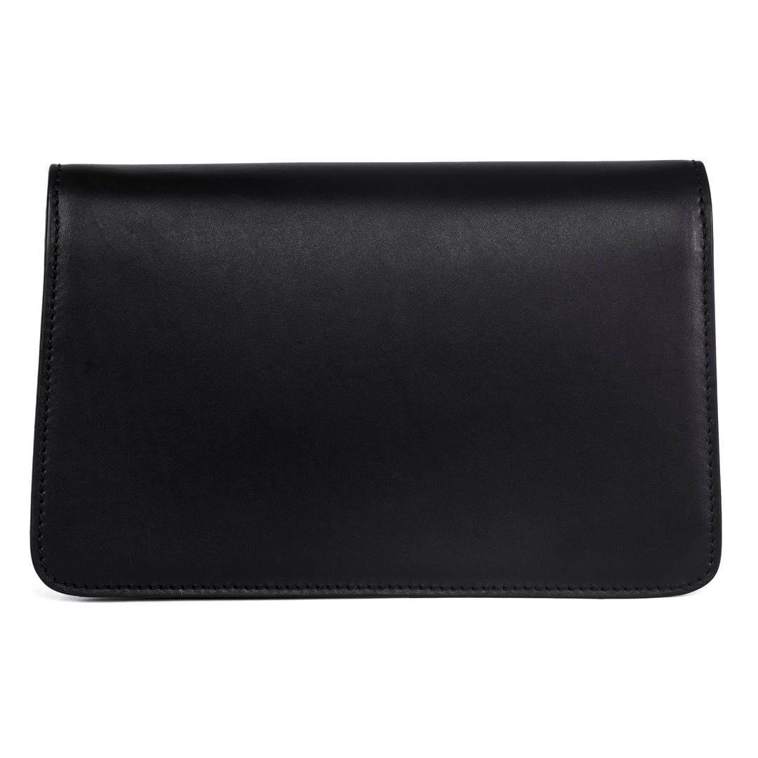 Black Leather Clutch With Custom Swarovski Stone
