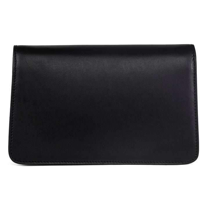 Black Leather Clutch With Custom Swarovski Stone